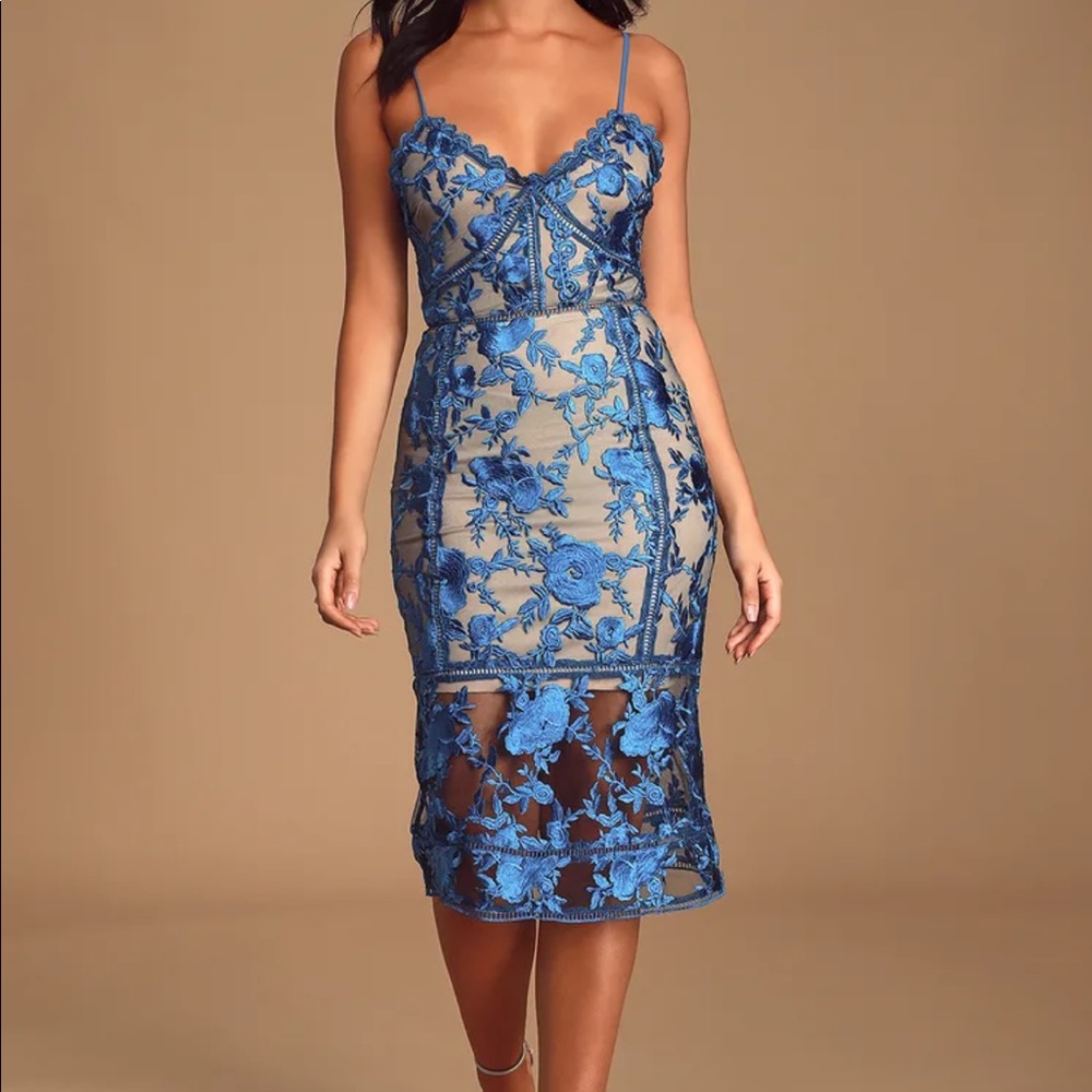 NWT Royal Blue Lulu’s Midi-Dress